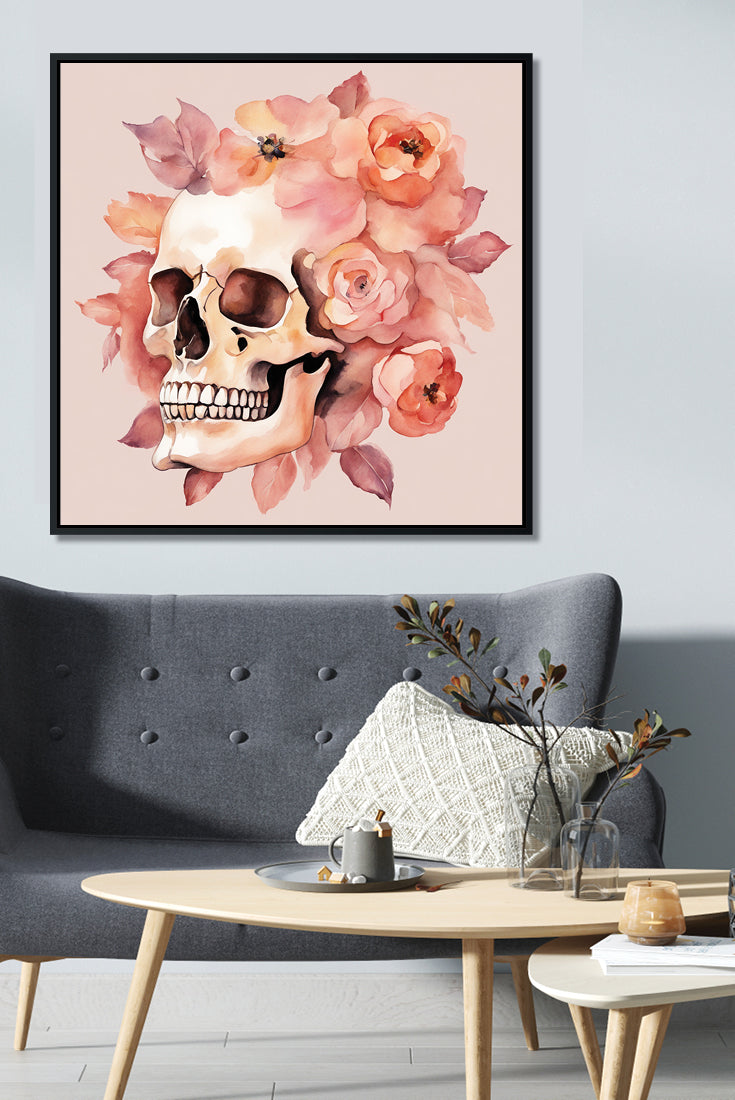 &quot;La Calavera&quot; Blush Pink Skull Art