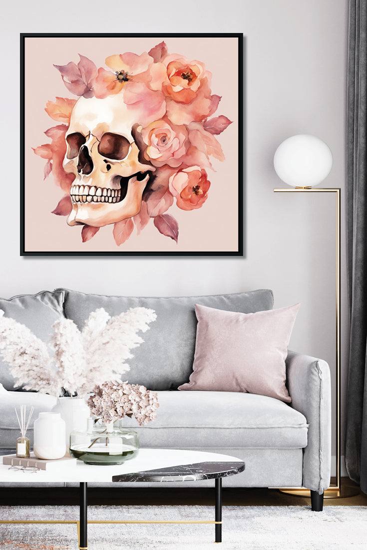 &quot;La Calavera&quot; Blush Pink Skull Art