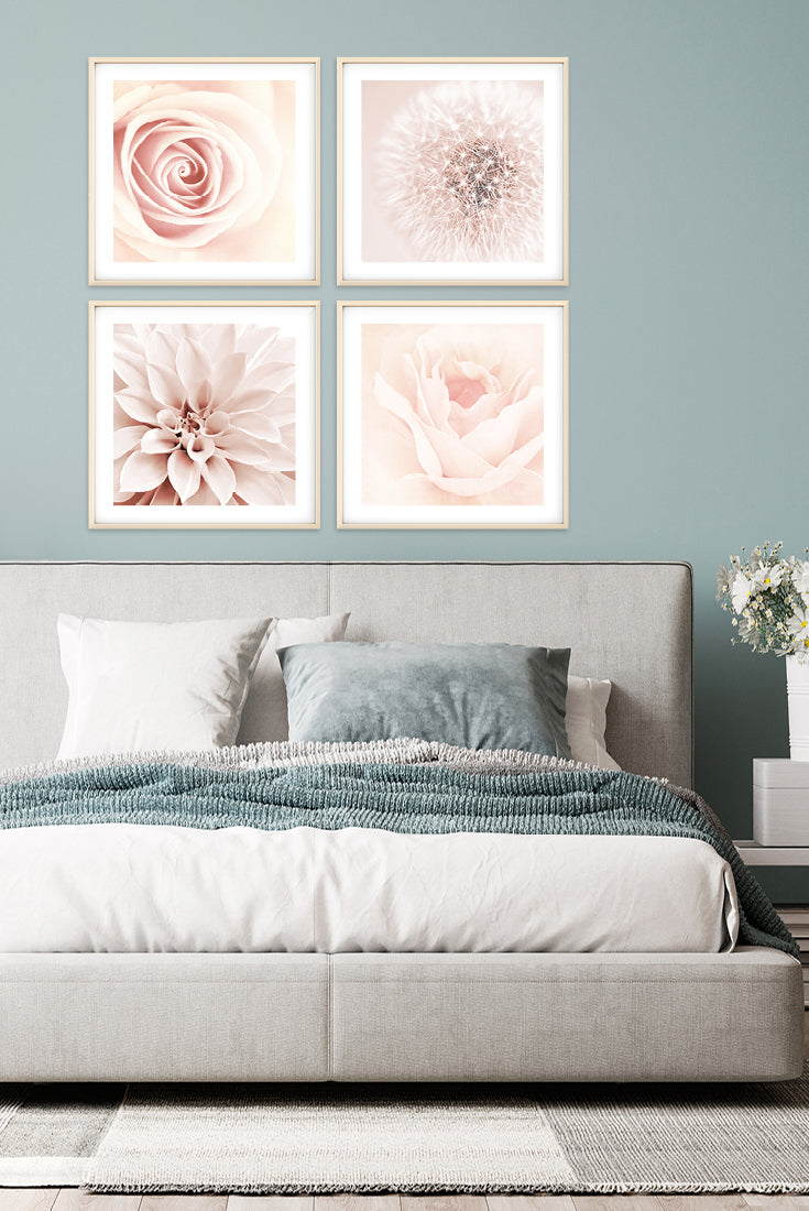 canvas-wall-art-"Blush Set" Blush Pink Art Set, 4 Piece-Floral Art-galeria-rodrigo