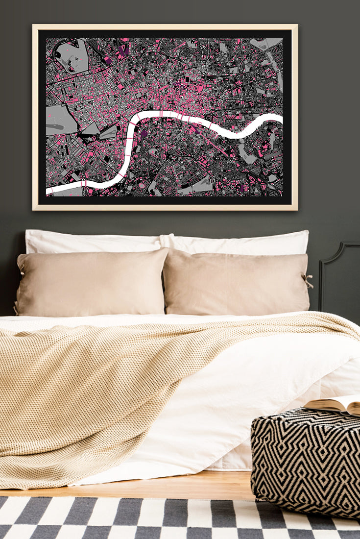 canvas-wall-art-&quot;London in Rose&quot; Pink Gray UK Map Art-Map Art-galeria-rodrigo