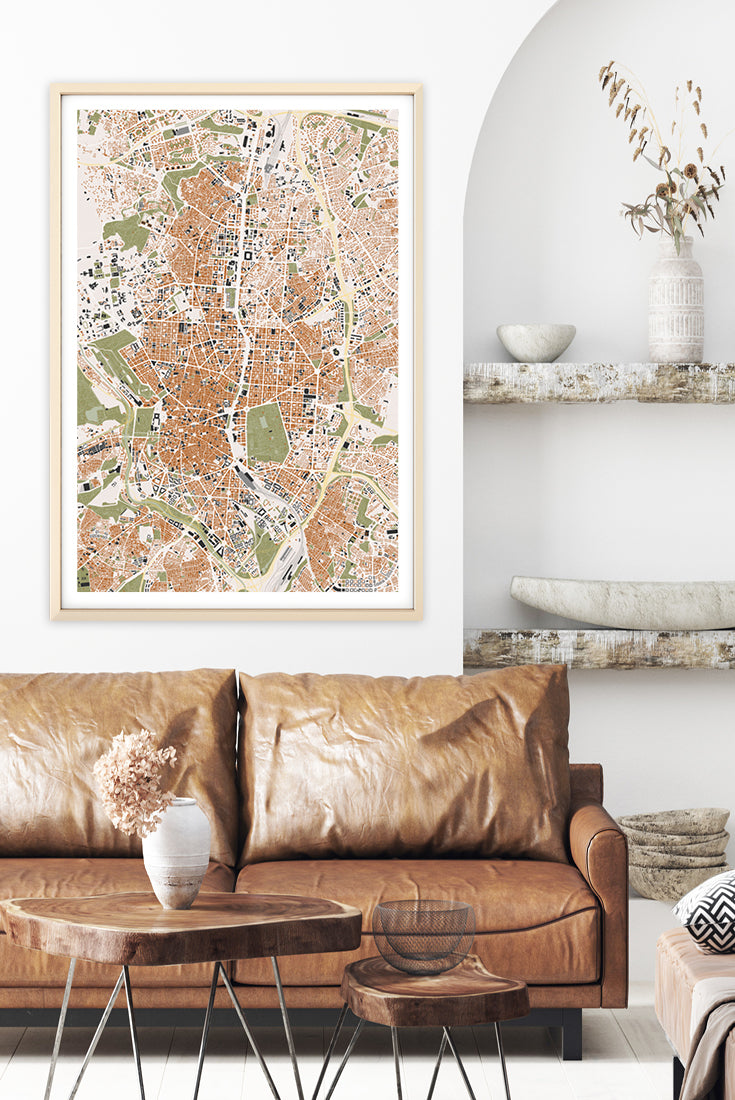 canvas-wall-art-&quot;Madrid Naranja&quot; Madrid, Spain Map Art-Map Art-galeria-rodrigo